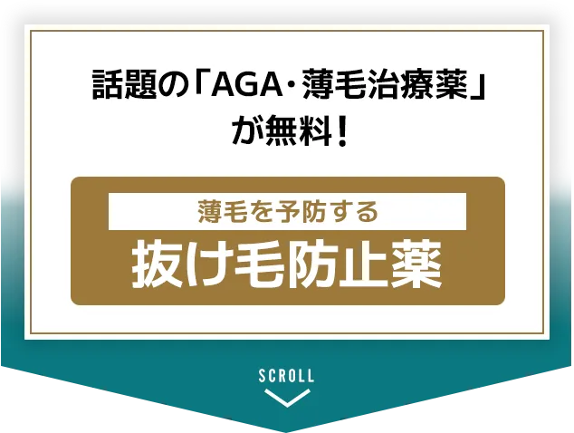 話題の「AGA・薄毛治療薬」が無料！ 薄毛を予防する抜け毛防止薬