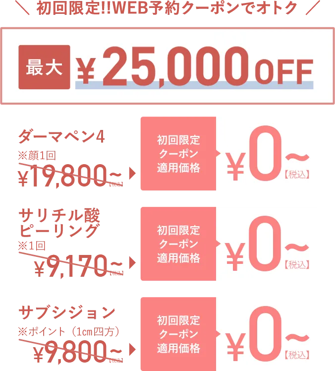 期間限定！WEB予約クーポンでオトク 最大25,000円OFF