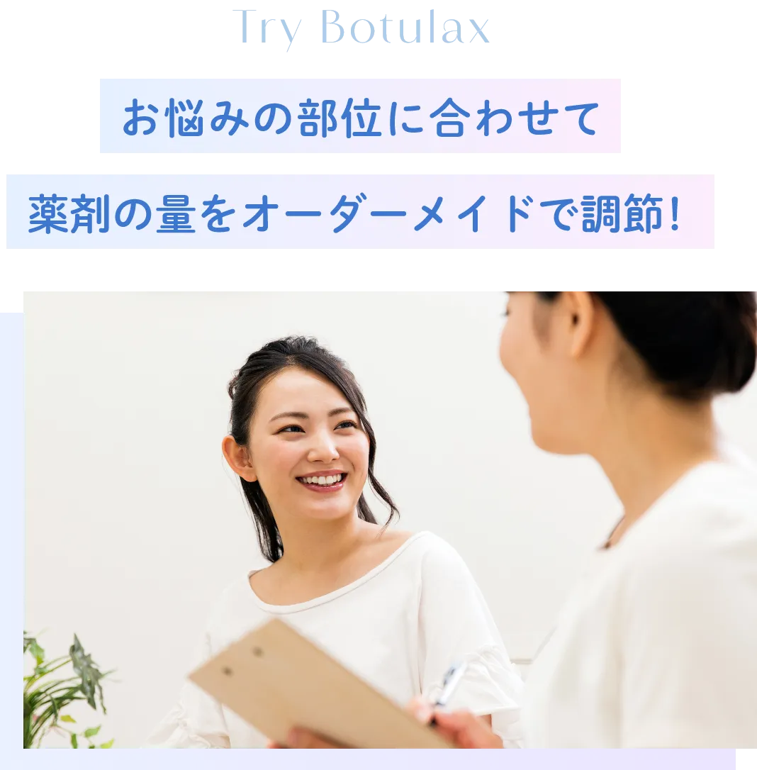 お悩みの部位に合わせて薬剤の量をオーダーメイドで調整!