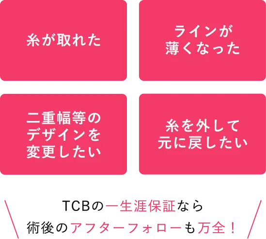 TCBの一生涯保証なら術後のアフターフォローも万全！