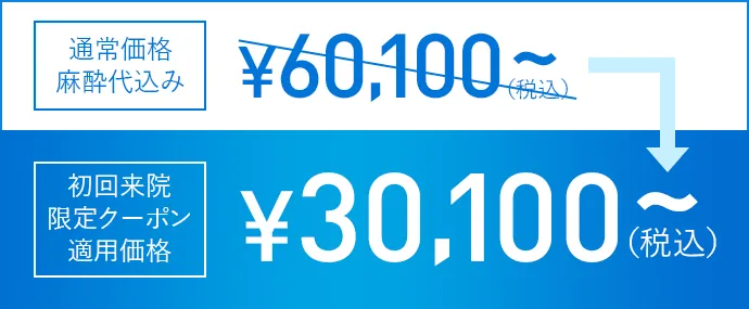 二の腕・肩の脂肪吸引 初回限定クーポン適用価格 30,100円（税込）～
