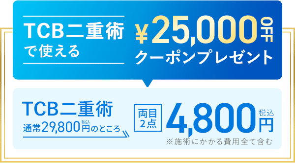 TCB二重術で使える25,000OFFクーポンプレゼント