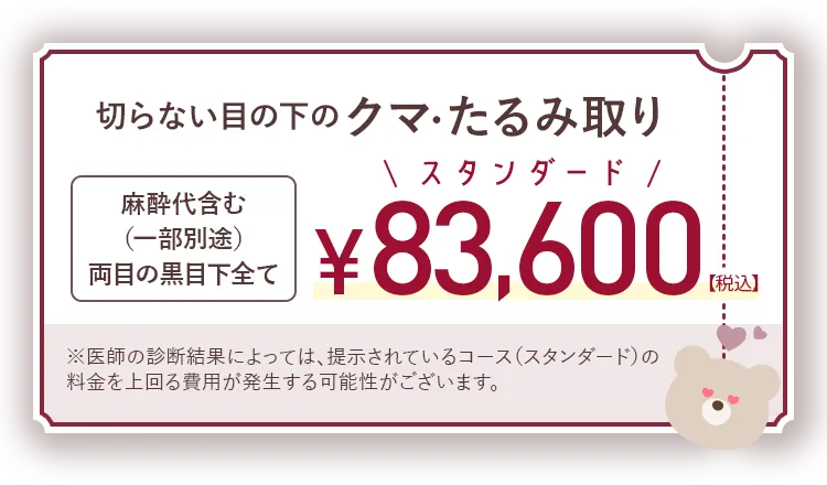 切らない目の下のクマ・たるみ取り 53,600円(税込)~