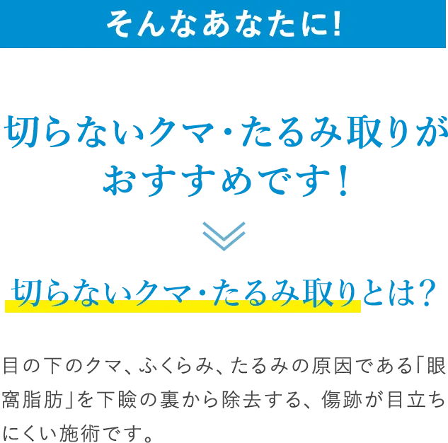 切らないクマ・たるみ取りで解決!