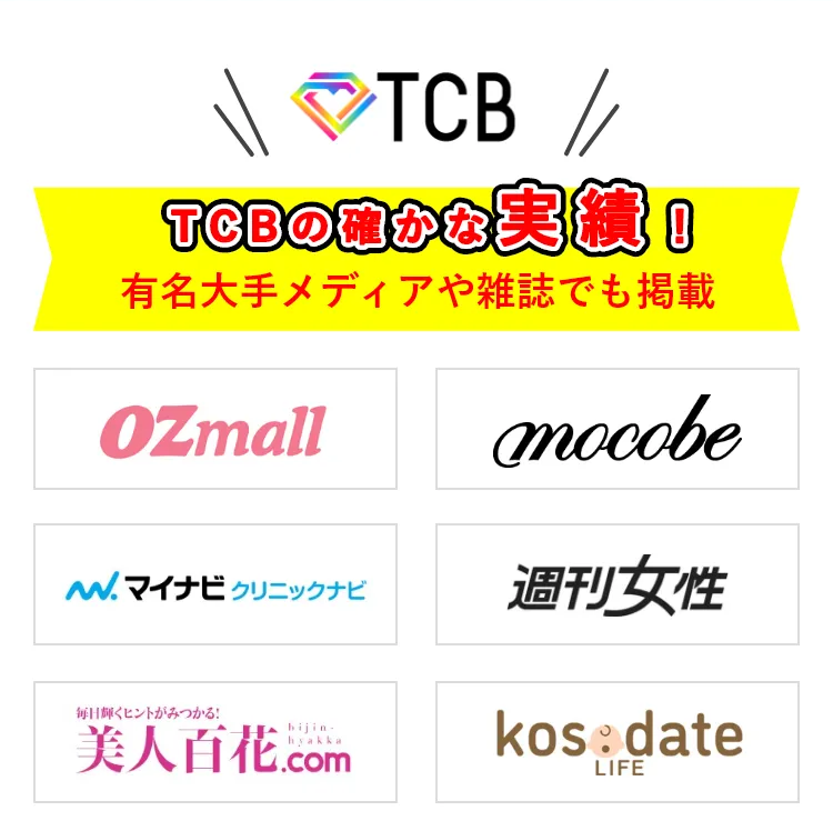 TCBの確かな実績。有名大手メディアや雑誌でも掲載