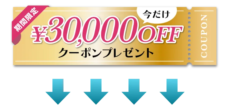 期間限定、今だけ30000円OFFクーポンプレゼント