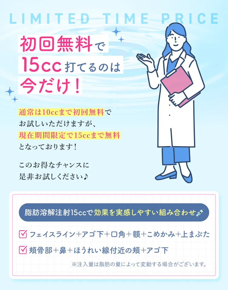 初回無料で15cc打てるのは今だけ