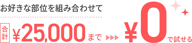 お好きな部位を組み合わせて合計25,000まで¥0で試せる