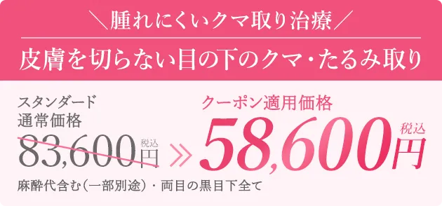 皮膚を切らない目の下のクマ・たるみ取りの価格
