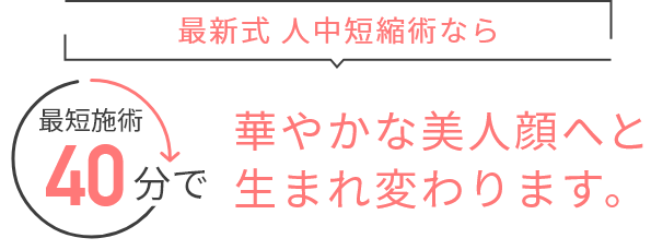 最新式 人中短縮術なら最短施術40分で華やかな美人顔へと生まれ変わります。