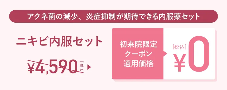 ニキビ内服セット 初来院限定クーポン適用価格0円(税込)