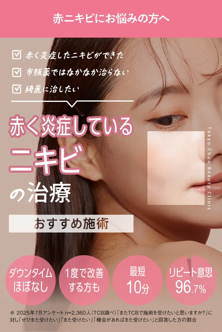赤く炎症しているニキビの治療