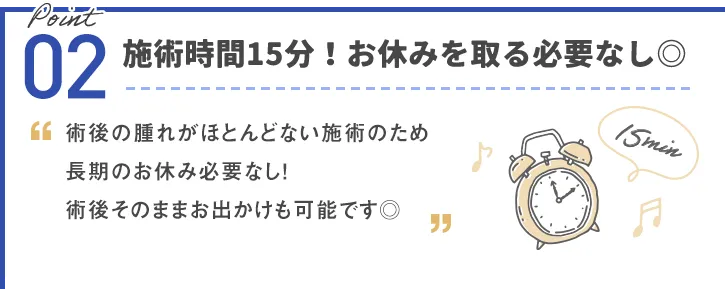 施術時間15分！お休みを取る必要なし