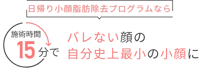 日帰り小顔脂肪除去プログラムならバレない顔の自分史上最小の小顔に