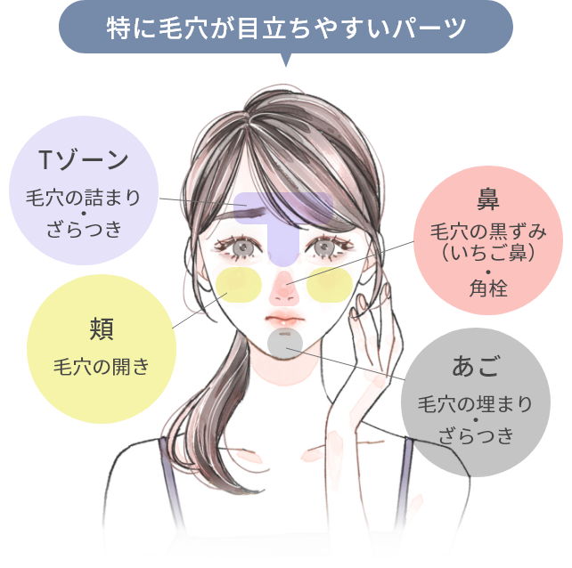 特に毛穴が目立ちやすいパーツ