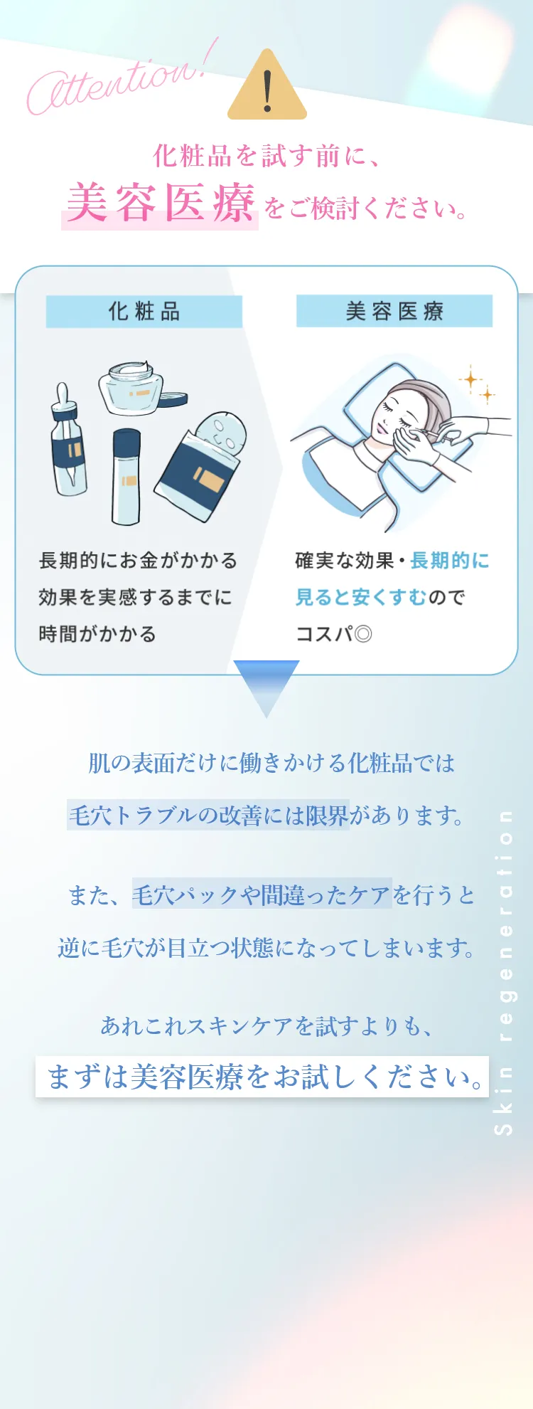 化粧品を試す前に美容医療をご検討ください