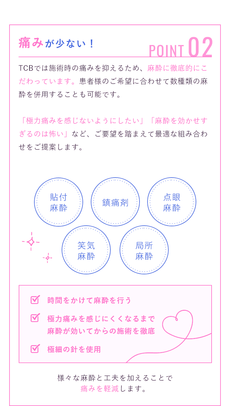 痛みが少ない
