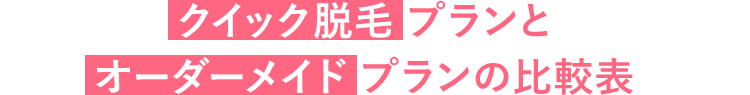 クイック脱毛プランとオーダーメイドプランの比較表