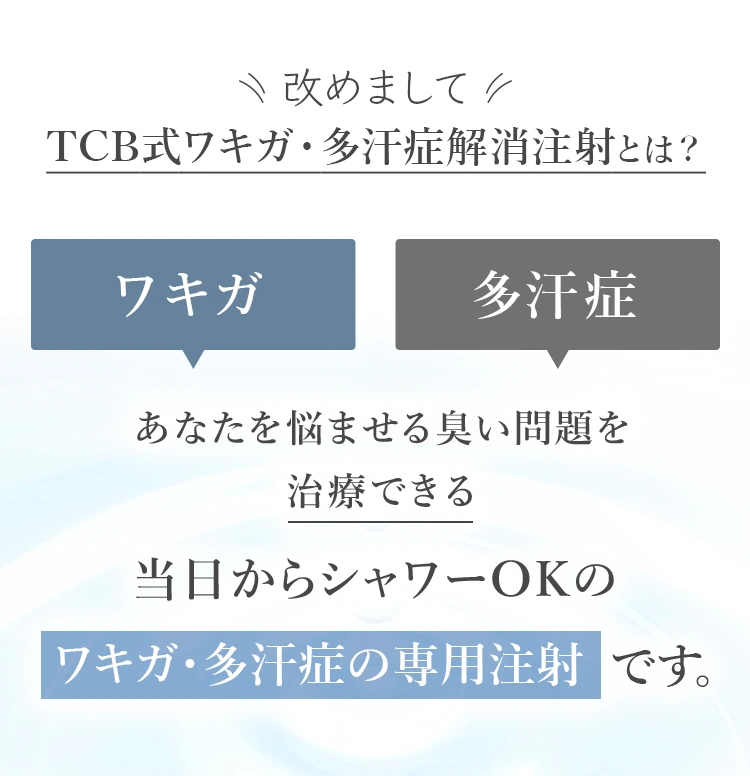 TCB式ワキガ・多汗症解消注射とは?